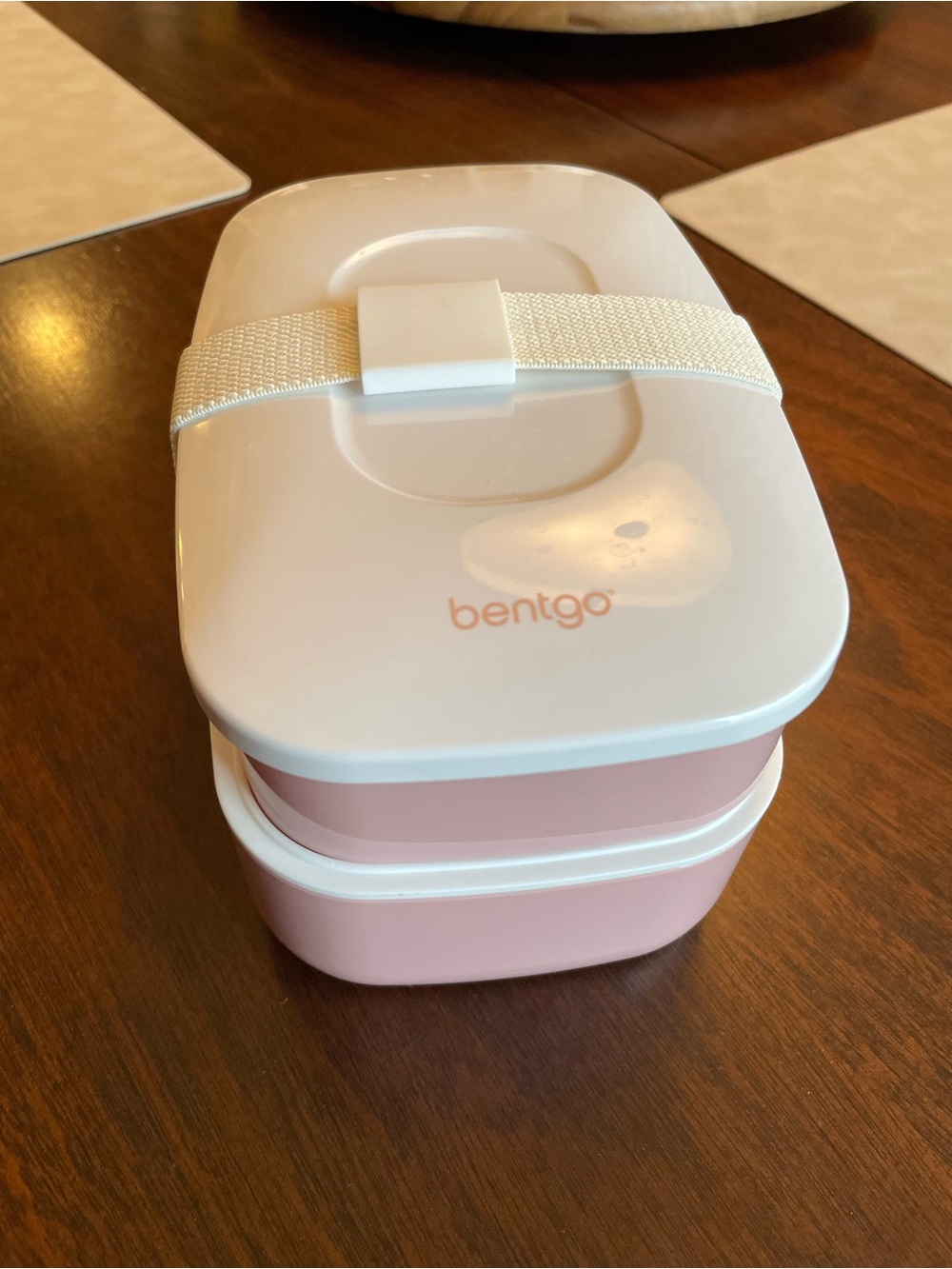 Bentgo Pink Two-Tier Stackable Bento Box with White Lid and Strap